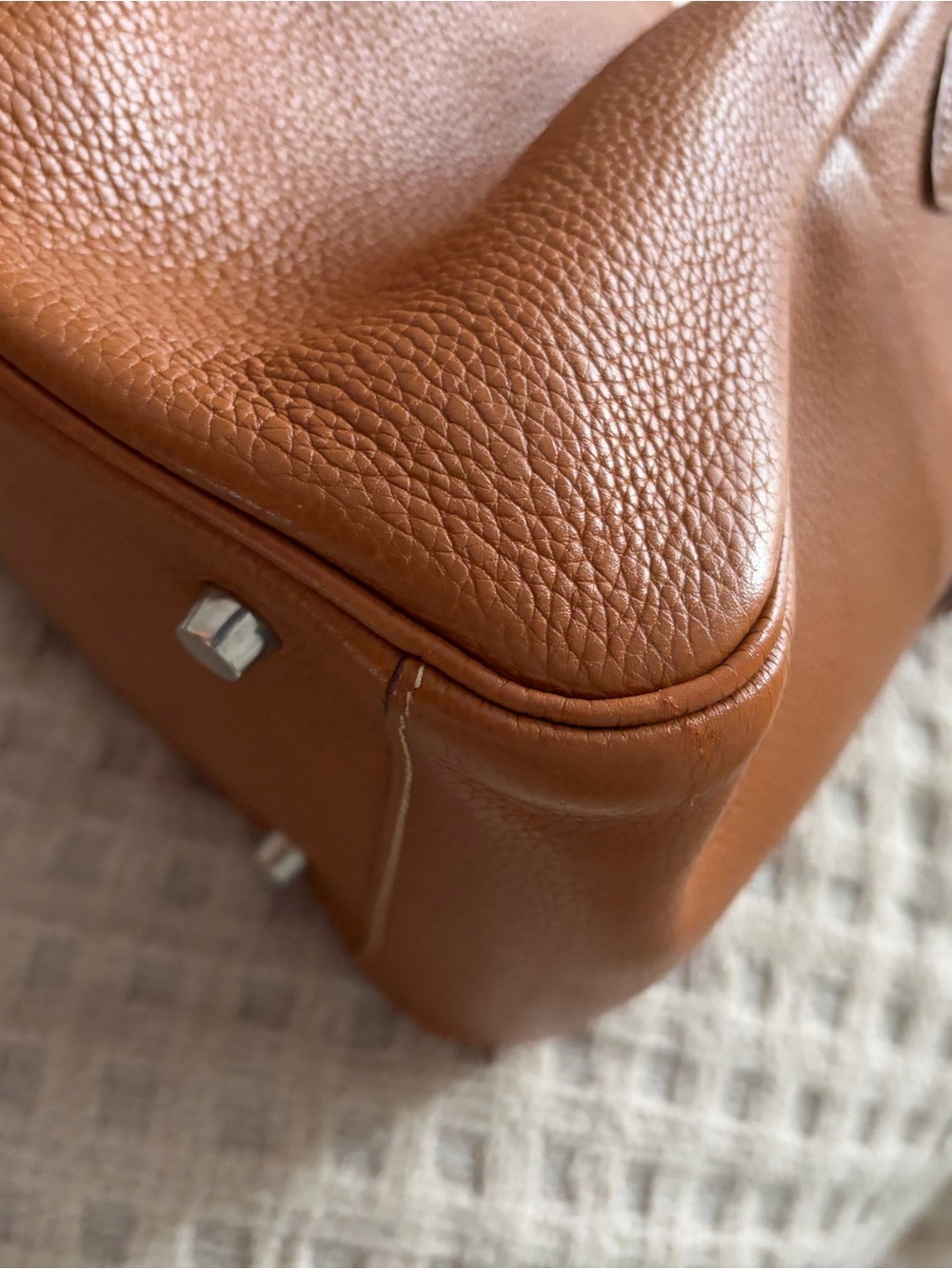 Hermes Brown Pebbled Leather Shoulder Bag - Picture 3 of 4